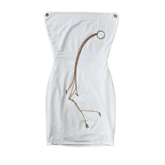 Fashion Nova White Slip Dress with Chain Medium - Picture 9 of 9